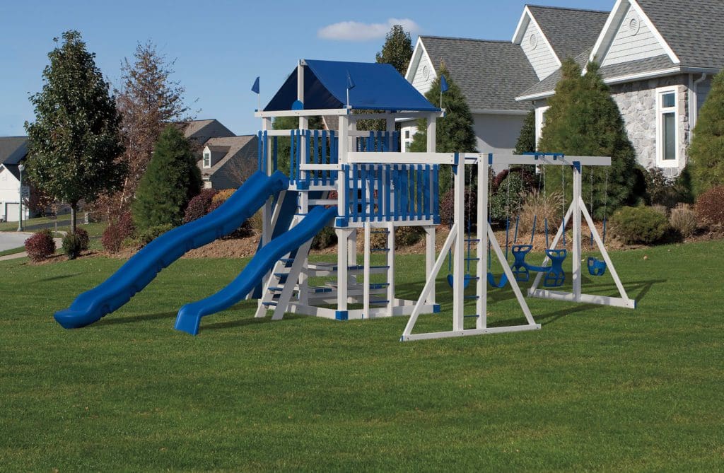 Backyard 2 Slides And Swing Set Dark Blue